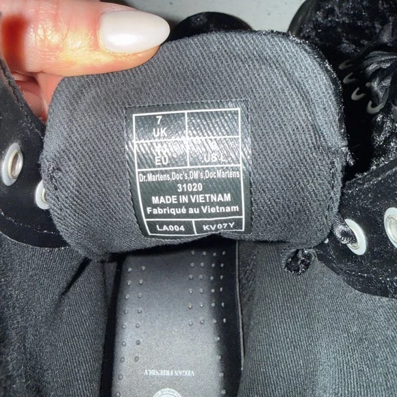 Dr. Martens 1460 Black Crushed Velvet Combat Lace-Up Boot - Picture 6 of 8